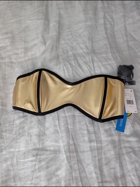 Good American x Body Glove Tainted Love Bikini Top NWT Gold Size 3 L
